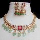 Handmade Brass Metal Jewellery Pink Peacock Necklace Set